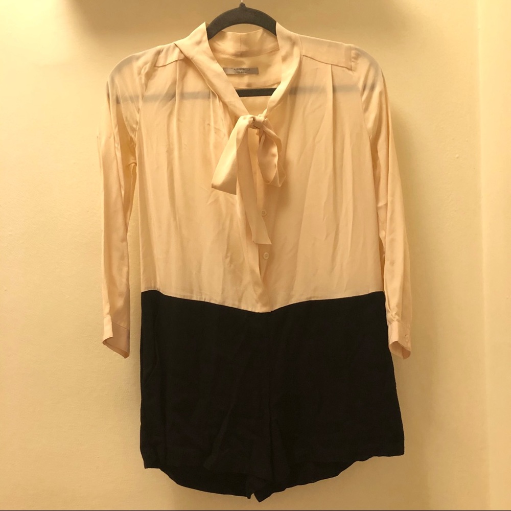 Aubin & Wills Black and Cream Pussy Bow Romper